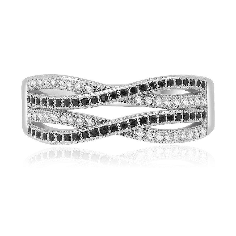 Black And White Criss Cross Ring